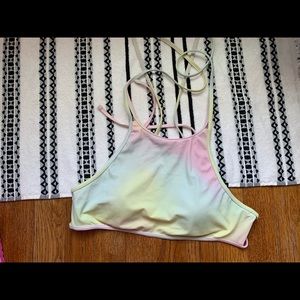 Pacsun LA HEARTS high neck rainbow bikini top